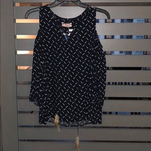 Cold shoulder feather top